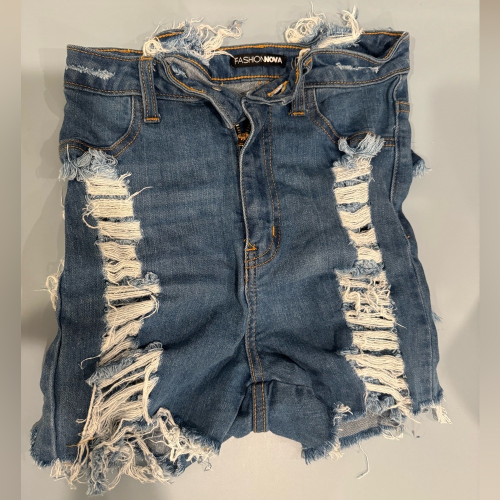 Fashion Nova Blue Skinny Jeans Distressed Style